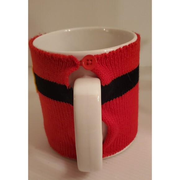 Pier 1 Imports SANTA Coffee Mug Tea Cup Christmas Button On Sweater Removable 4" - Picture 7 of 12